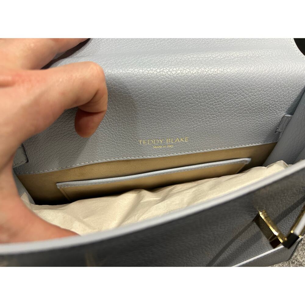 Teddy Blake Kim 11" Satchel – Light Blue Cervo Leather, Gold Hardware- NWT - Picture 6 of 8